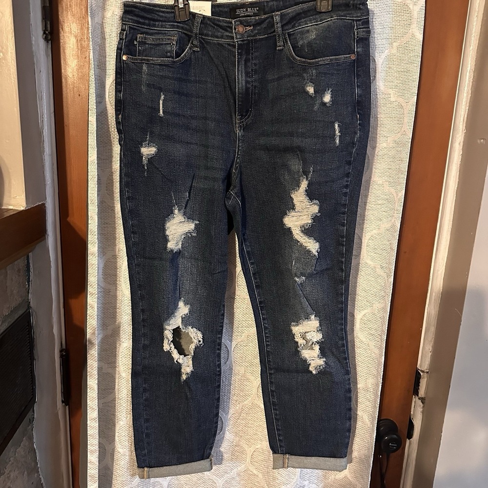 Judy Blue High Waist Destroyed Boyfriend Denim‎ Jeans size 15/32